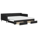 vidaXL Lit de jour avec gigogne et tiroirs noir 100x200 cm tissu