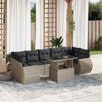 vidaXL Salon de jardin 8 Pièces avec coussins gris clair résine tressée