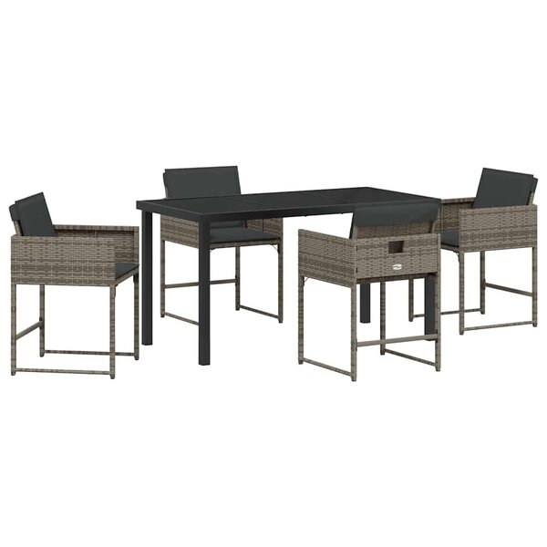 vidaXL Ensemble de salle à manger pour jardin 5 Pièces Gris polyrotin