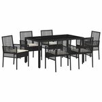 vidaXL Ensemble de salle à manger pour jardin 7 Pièces Noir polyrotin