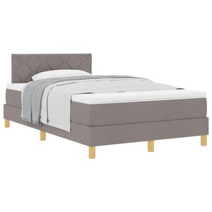 vidaXL Lit à ressorts avec coussin Taupe 120 x 200 cm tissu