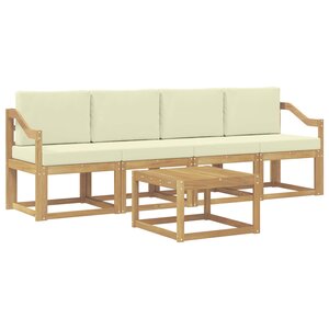 vidaXL Ensemble de canapés d'extérieur 5 pc Blanc et crème