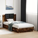 vidaXL Cadre de lit tête de lit et lumières LED chêne fumé 75x190 cm