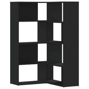 vidaXL Bibliothèque d'angle à 4 niveaux noir bois d'ingénierie
