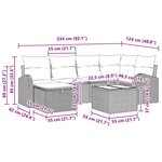 vidaXL Ensemble de canapé de jardin avec coussin 7 Pièces Noir Poly rotin