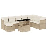 vidaXL Salon de jardin avec coussins 9 Pièces beige résine tressée
