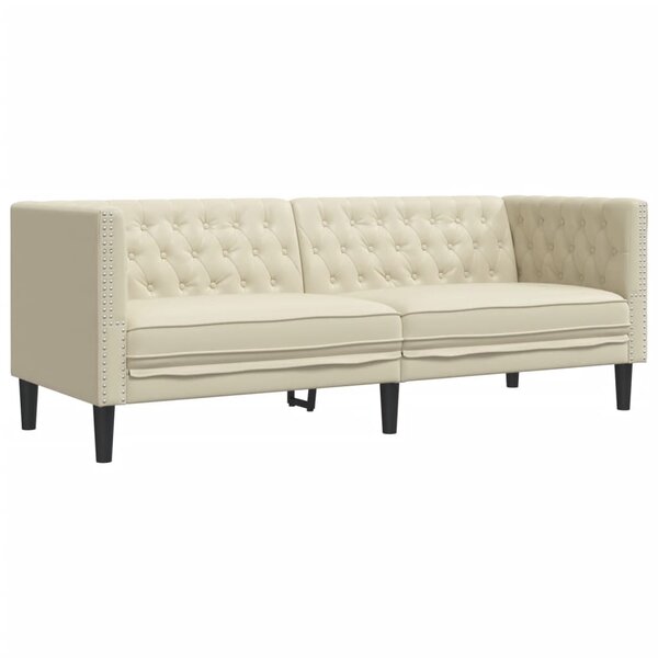 vidaXL Canapé à 3 places Chesterfield crème similicuir