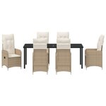 vidaXL Set de jardin 7 pièces avec coussins beiges en poly rattan