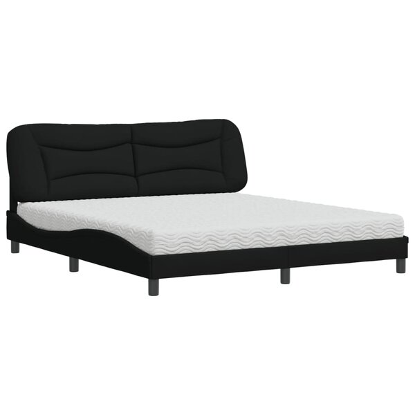 vidaXL Lit avec matelas noir 180x200 cm tissu