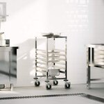 vidaXL Chariot à plateaux 6 bacs GN 39x55x87 cm acier inoxydable