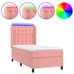 vidaXL Sommier à lattes de lit matelas et LED Rose 90x200 cm Velours