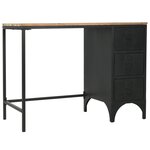vidaXL Bureau à piédestal unique Bois de sapin et acier 100x50x76 cm
