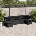 vidaXL Salon de jardin 7 Pièces avec coussins noir résine tressée