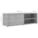 vidaXL Meuble TV Gris béton 120x34x37 cm Bois d’ingénierie