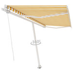 Vidaxl auvent manuel rétractable sur pied 400x350 cm jaune/blanc