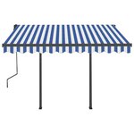 vidaXL Auvent rétractable automatique et poteaux 3x2 5 m Bleu et blanc