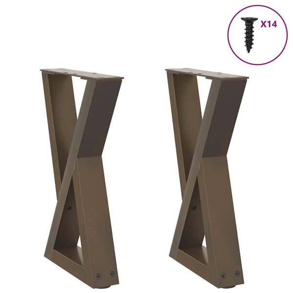 vidaXL Pieds de table basse 2 pièces Acier naturel 38 x (42-43 3) cm Acier