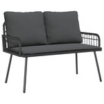 vidaXL Ensemble de salle à manger pour jardin 2 Pièces Noir polyrotin