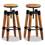 vidaXL Tabourets de bar lot de 2 bois de manguier massif