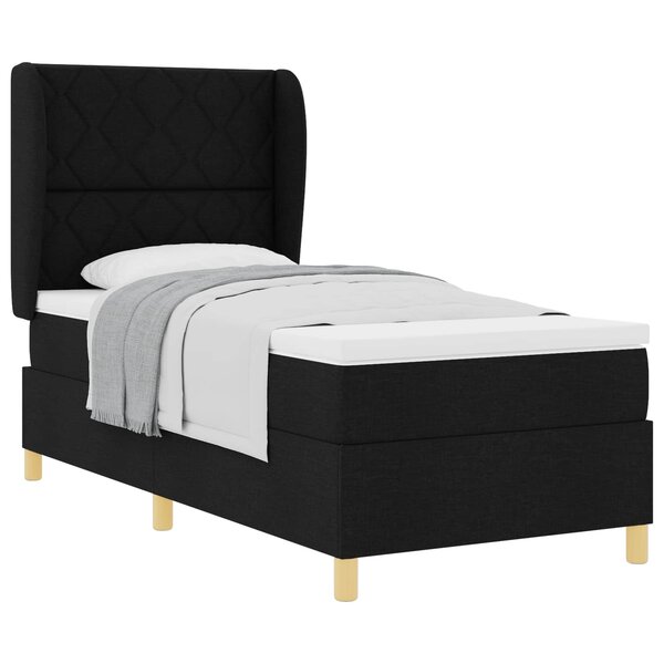 vidaXL Lit à ressorts avec matelas Noir 200 x 100 cm tissu
