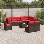 vidaXL Salon de jardin et coussins 11 Pièces marron résine tressée
