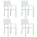 vidaXL Chaises de jardin lot de 4 Blanc PEHD Aspect de bois