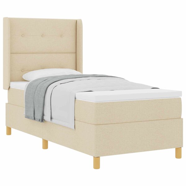 vidaXL Lit à ressorts avec matelas Crème 90 x 200 cm tissu