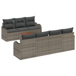Ensemble de Canapé de Jardin de 8 Pièces avec Coussins Gris Poly Rotin Acacia