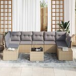 vidaXL Ensemble de canapé de jardin 8 Pièces Beige et gris polyrotin