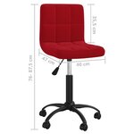 vidaXL Chaise pivotante de salle à manger Rouge bordeaux Velours
