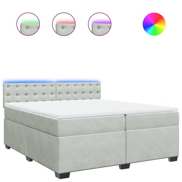 vidaXL Sommier à lattes de lit et matelas Gris clair 200x200cm Velours