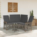 vidaXL Ensemble de canapés inclinables de jardin Gris et Gris foncé