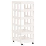 vidaXL Porte-bûches avec roulettes blanc 40x49x110 cm bois massif pin