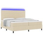 vidaXL Lit à ressorts avec matelas avec LED Crème 200 x 200 cm tissu