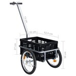 vidaXL Remorque de vélo avec boîte de transport pliable 50L Noir 60 kg