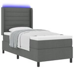 Lit box spring vidaXL avec matelas et LED gris foncé 90x200 cm en tissu