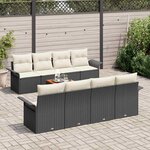 vidaXL Ensemble de canapé de jardin 9 Pièces Noir Poly rotin