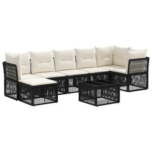 vidaXL Ensemble de canapé de jardin 8 Pièces Noir polyrotin