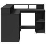 vidaXL Bureau avec lumières LED noir 130x130x91 cm bois d'ingénierie