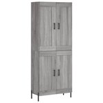 vidaXL Buffet haut Sonoma gris 69 5x34x180 cm Bois d'ingénierie