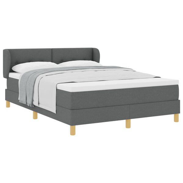 Lit box spring vidaXL avec matelas gris foncé 140x190 cm en tissu