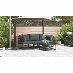vidaXL Ensemble de canapé de jardin avec coussin 4 Pièces Noir Aluminium