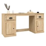 Bureau table poste de travail meuble d'ordinateur informatique étude avec armoire chêne sonoma bois d'ingénierie brun 02_0023387