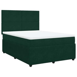vidaXL Sommier à lattes de lit et matelas Vert foncé 140x190cm Velours