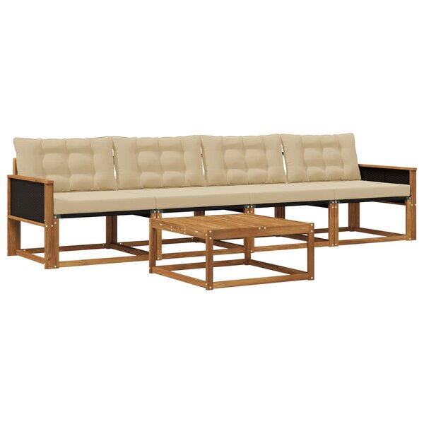 vidaXL Ensemble de canapés d'extérieur 5 Pièces Naturel et Beige