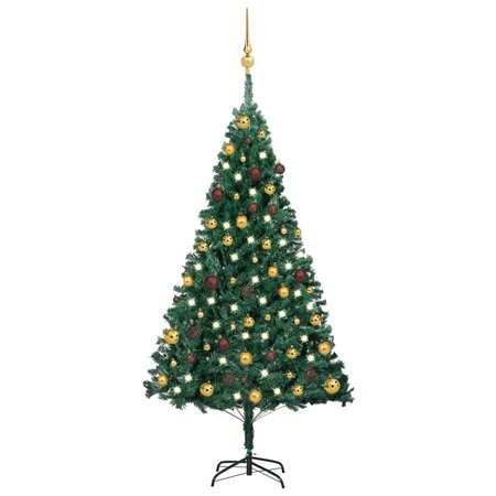 vidaXL Arbre de Noël artificiel pré-éclairé et boules vert 150 cm PVC