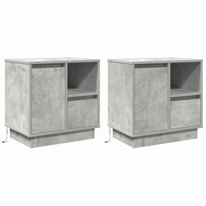 vidaXL Cabinet de chevet avec 2 Pièces Gris béton 50 x 34.5 x 50 cm.