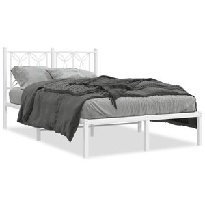 vidaXL Cadre de lit métal sans matelas et tête de lit blanc 120x190 cm