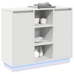 vidaXL Buffet LED avec étagère Blanc 90 x 32 x 75 cm Bois d'ingénierie
