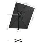 vidaXL Parasol de jardin en porte-à-faux à double toit anthracite